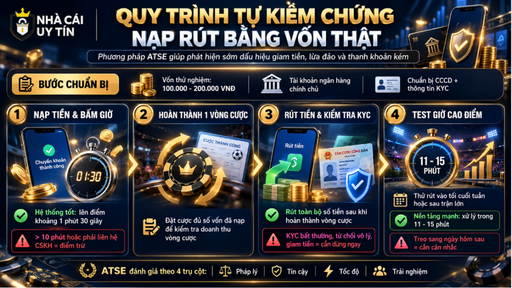 Quy trình thử nghiệm nạp rút bằng vốn thật